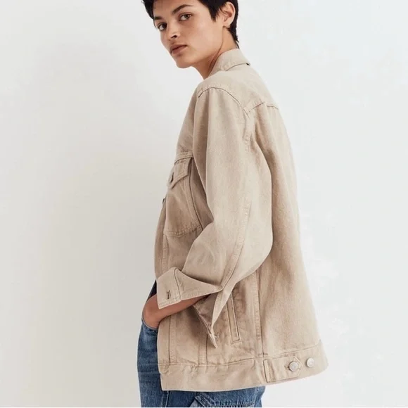 Madewell The‎ Oversized Trucker Jacket Garment Dye Edition In Wet Sand - Picture 2 of 5